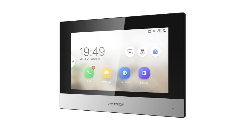 HikVision DS-KH6320-WTE1 Black 7-Inch Touch Screen Indoor Station ...